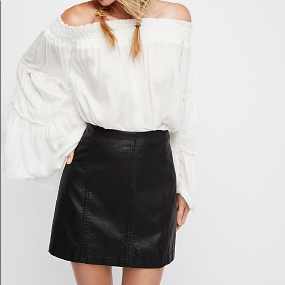 Free People leather mini skirt